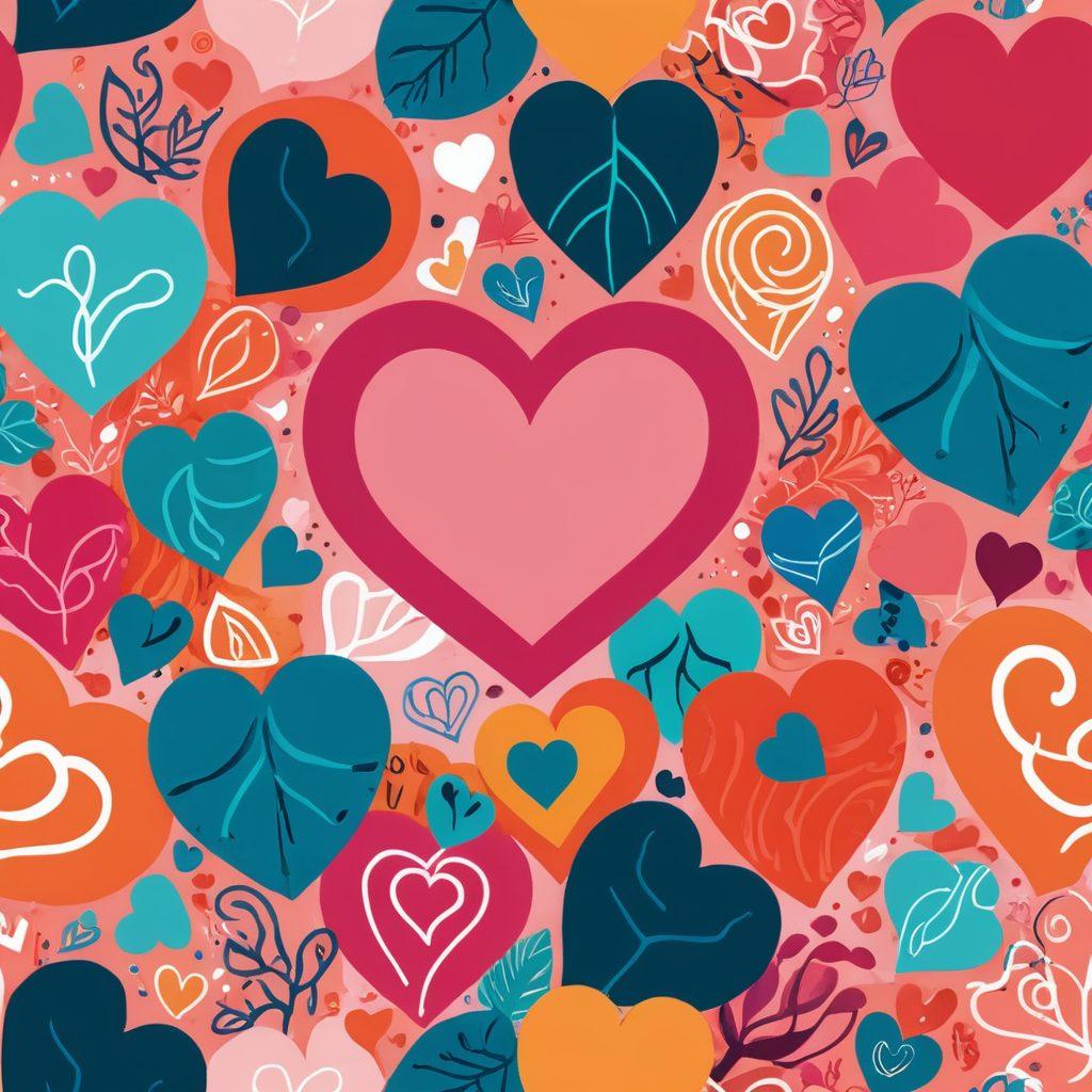 A visually dynamic digital collage showcasing various icons of sexual wellness such as hearts, plants, and technology intertwining in a vibrant, abstract manner. In the background, subtle hints of a smartphone and apps symbolize the digital age. The color palette should be warm and inviting, representing affection and exploration. The composition emphasizes growth and connectivity through organic shapes and lines. vibrant colors. abstract art.